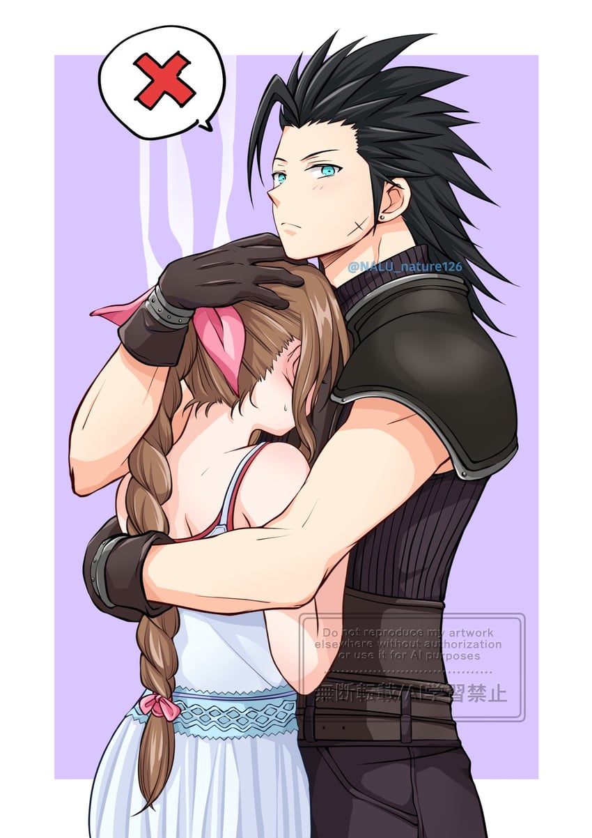 aerith gainsborough and zack fair (final fantasy and 2 more) drawn by nalu