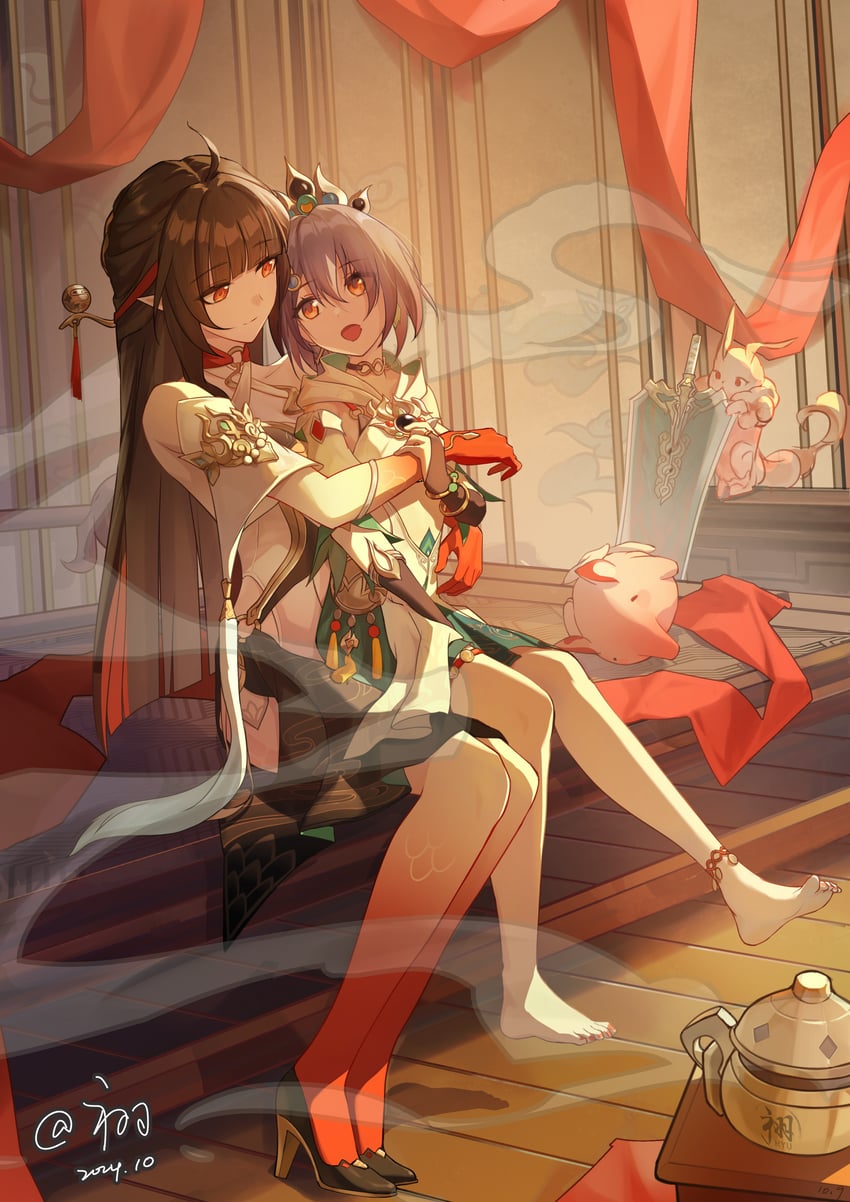 yunli, lingsha, fuyuan, and tuskpir (honkai and 1 more) drawn by xan_yu
