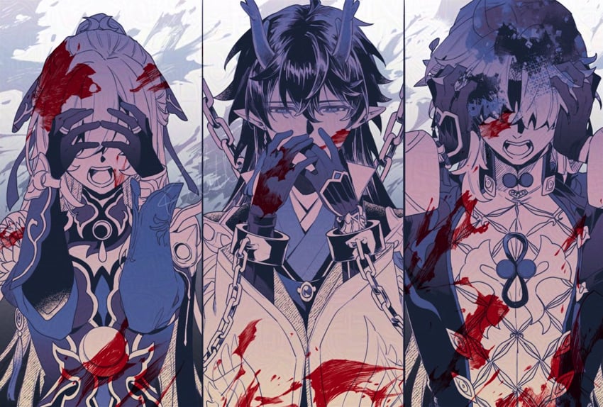 dan heng, blade, jingliu, and dan feng (honkai and 1 more) drawn by rubill