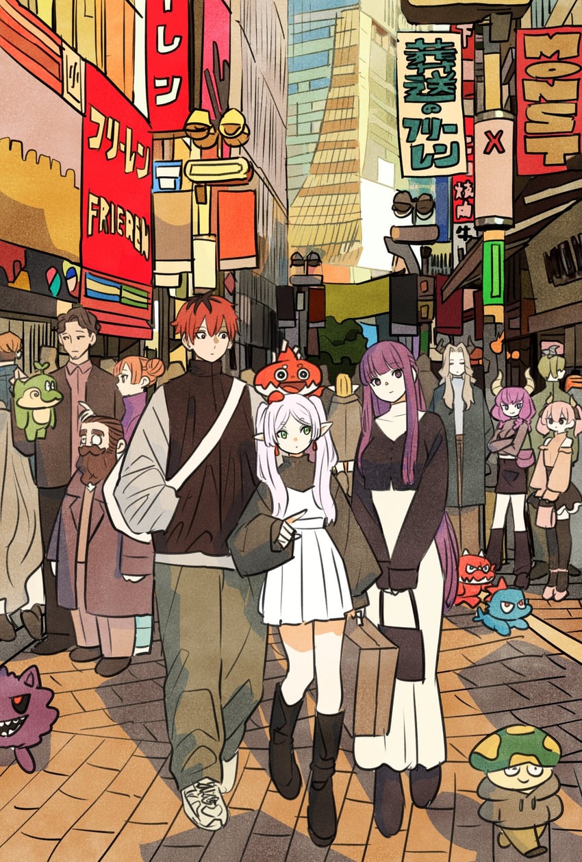 frieren, fern, stark, aura, serie, and 14 more (sousou no frieren and 1 more) drawn by takeuchi_ryousuke