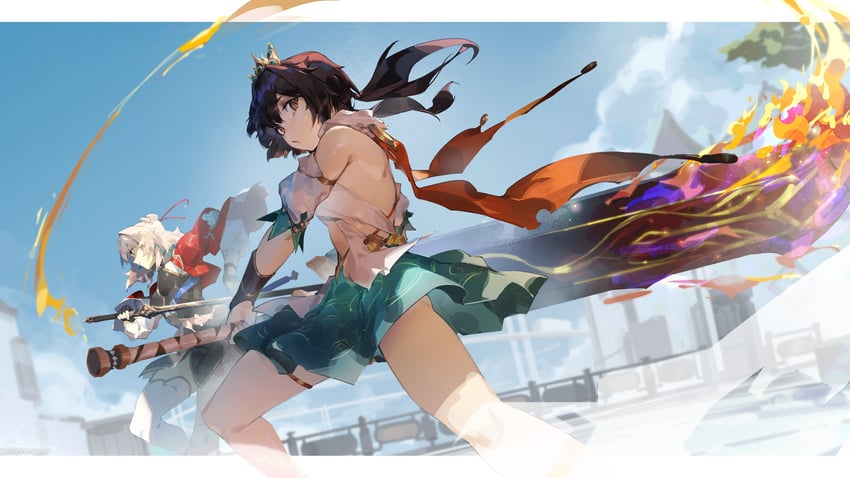 march 7th and yunli (honkai and 1 more) drawn by kuno_(runkunochan)
