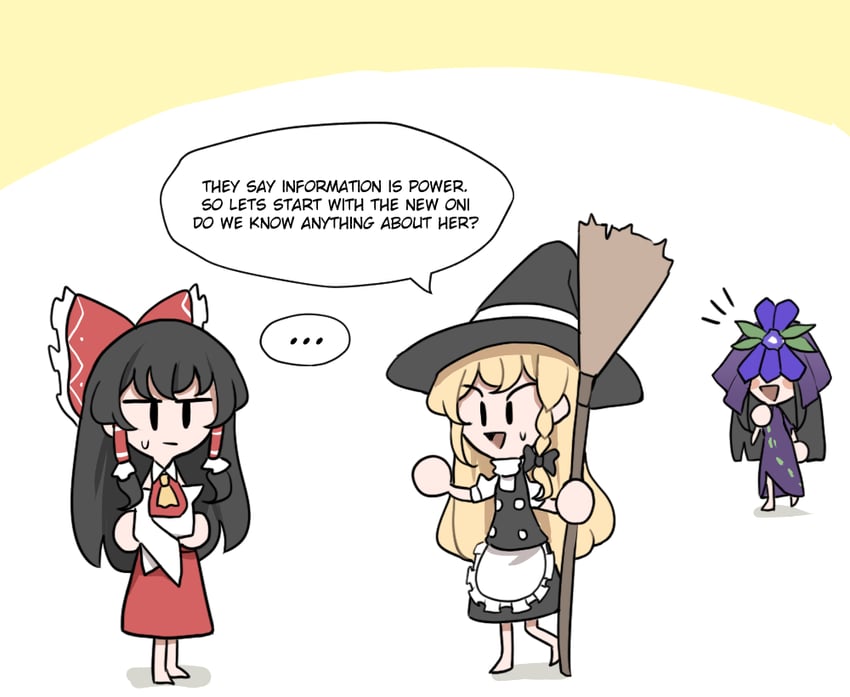 hakurei reimu, kirisame marisa, and yomotsu hisami (touhou) drawn by mata_(matasoup)