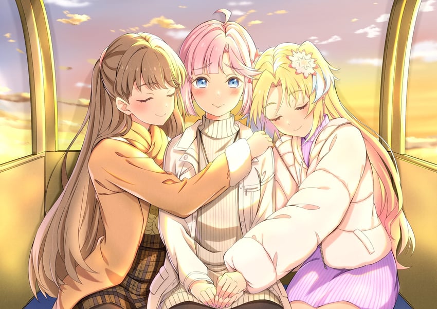 fujishima megumi, osawa rurino, and anyoji hime (love live! and 1 more) drawn by citron_0225