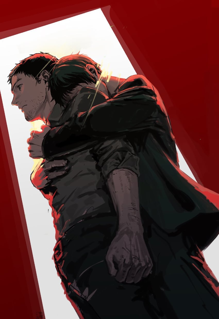 adachi tooru and doujima ryoutarou (persona and 1 more) drawn by morrisuit