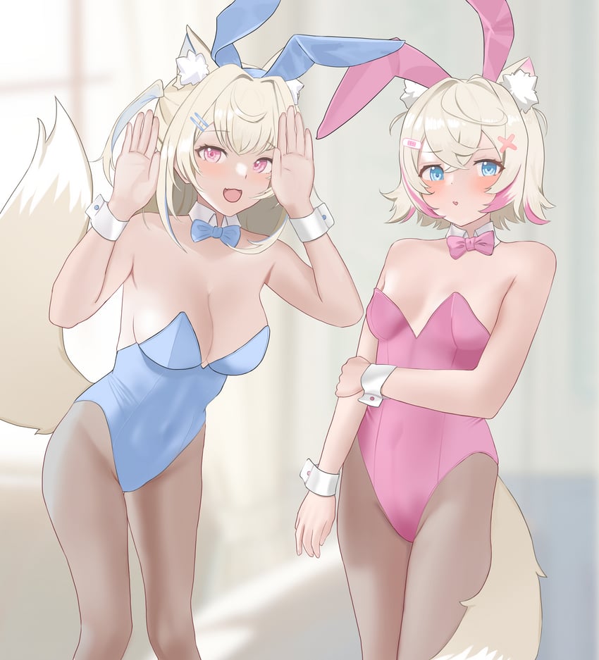 fuwawa abyssgard and mococo abyssgard (hololive and 1 more) drawn by me0i