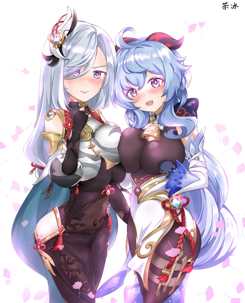 ganyu and shenhe (genshin impact) drawn by kiiyodex
