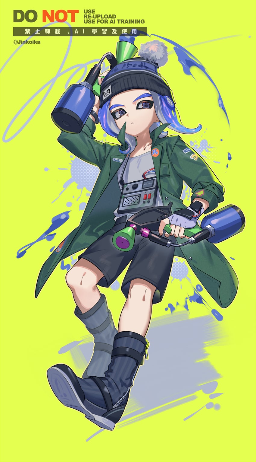 octoling player character and octoling boy (splatoon) drawn by jinkoika