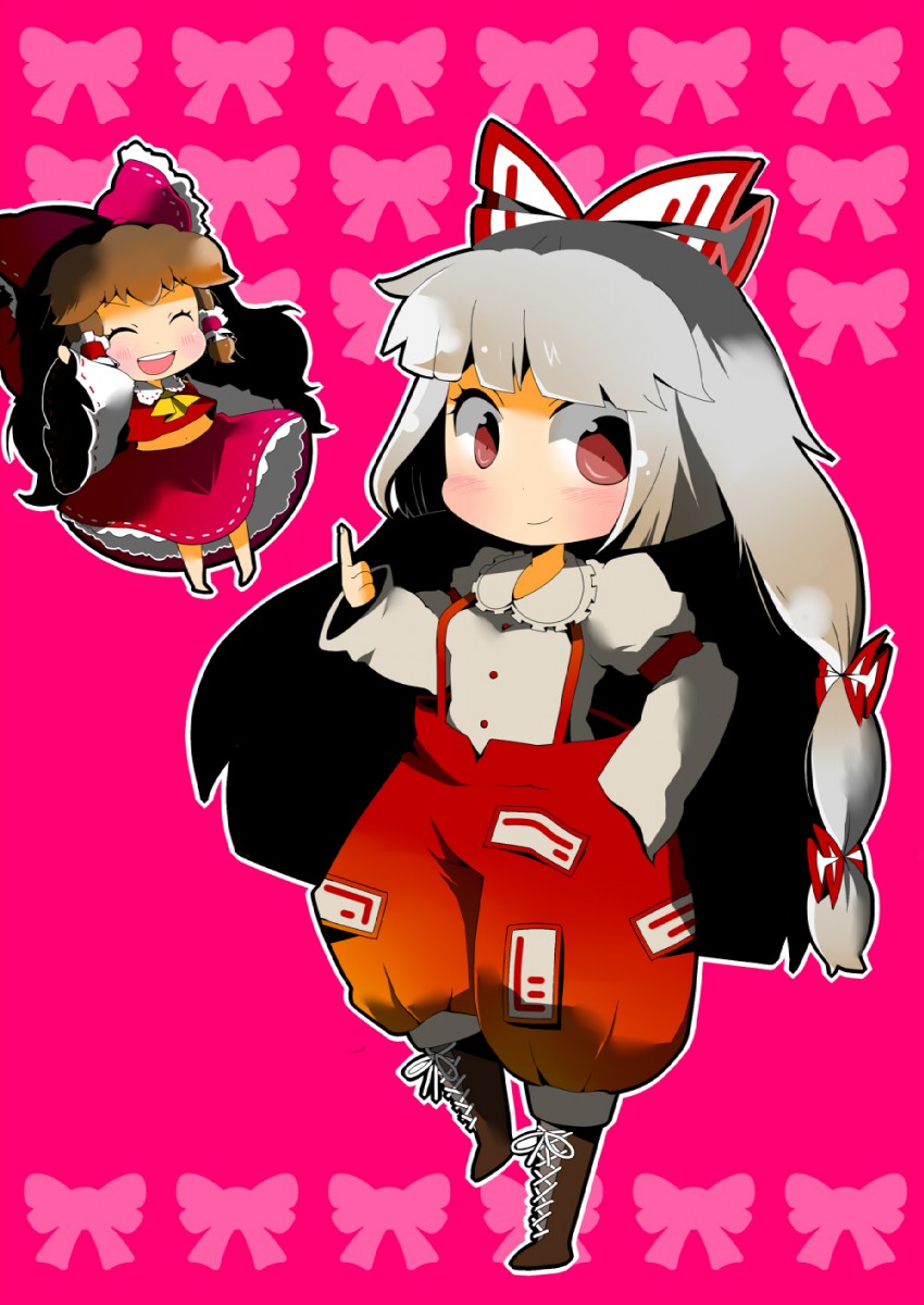hakurei reimu and fujiwara no mokou (touhou) drawn by mari_oil