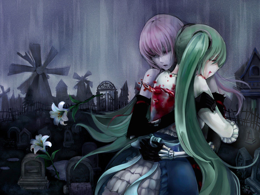 hatsune miku and megurine luka (vocaloid) drawn by funkid