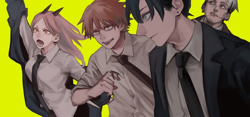 power, denji, hayakawa aki, and kishibe (chainsaw man) drawn by nakano_(2_mannaka)