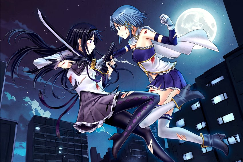 akemi homura and miki sayaka (mahou shoujo madoka magica) drawn by titiartwork