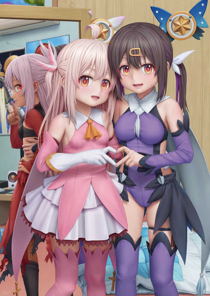 artoria pendragon, saber, illyasviel von einzbern, oyama mahiro, chloe von einzbern, and 5 more (fate and 2 more) drawn by aki99