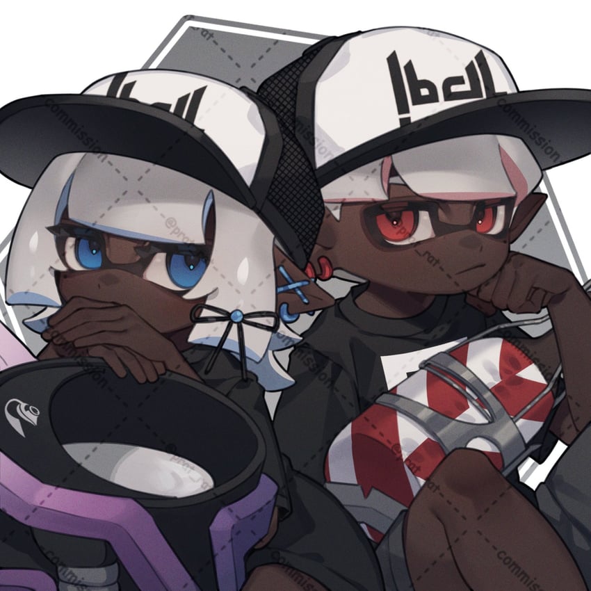 inkling player character, inkling girl, and inkling boy (splatoon) drawn by prat_rat