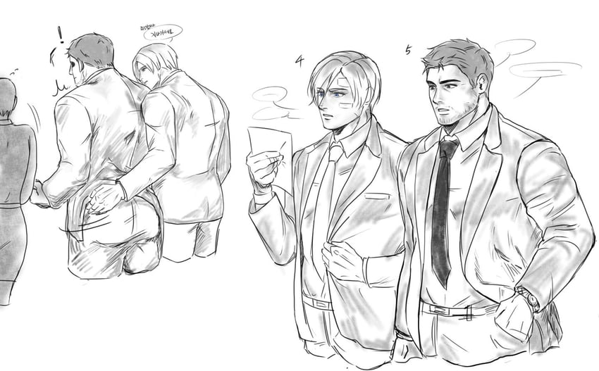 leon s. kennedy and chris redfield (resident evil and 1 more) drawn by dae_p88