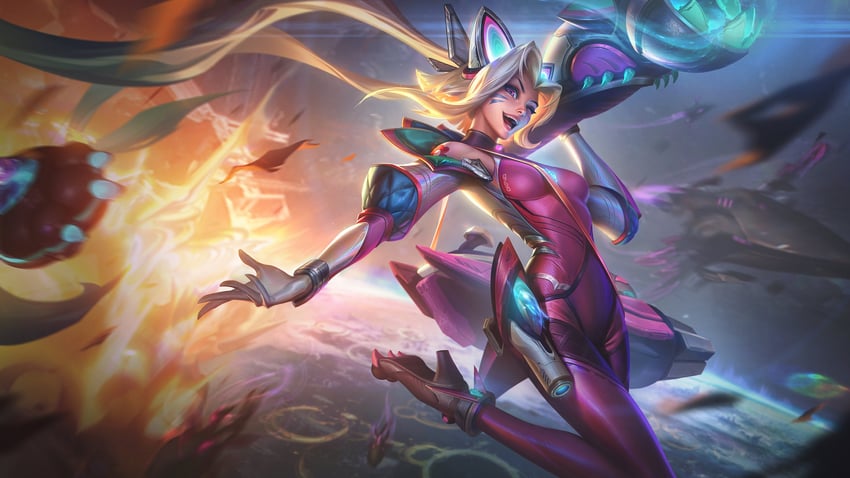 jinx and battle cat jinx (league of legends) drawn by chacechen