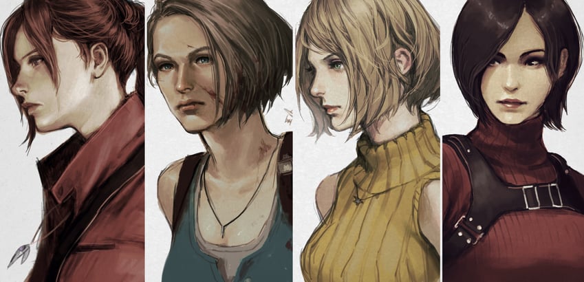 jill valentine, ada wong, ashley graham, and claire redfield (resident evil) drawn by ericson_blum