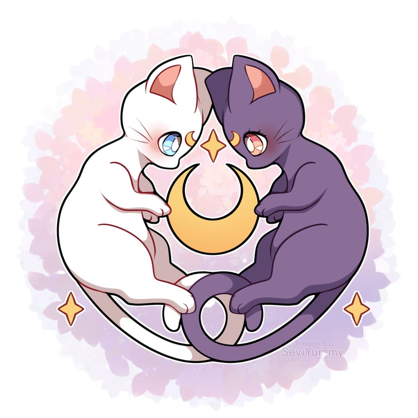 luna and artemis (bishoujo senshi sailor moon) drawn by sevi_(seviyummy)
