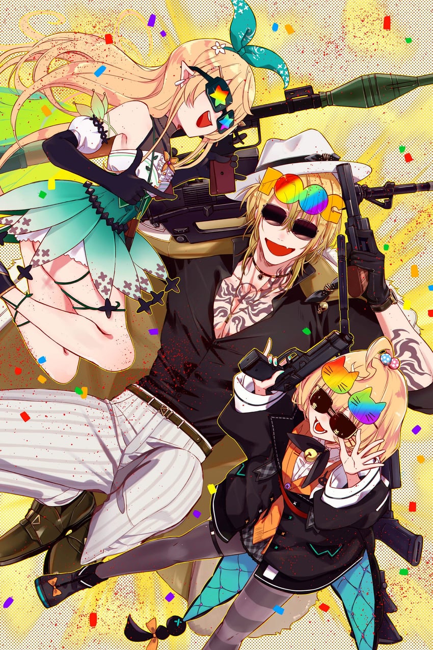 pomu rainpuff, millie parfait, and luca kaneshiro (nijisanji and 1 more) drawn by lion_iscat