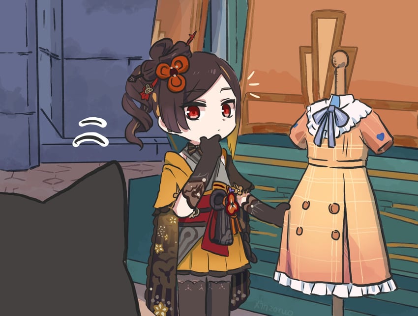 cipher and chiori (genshin impact and 2 more) drawn by xinzoruo