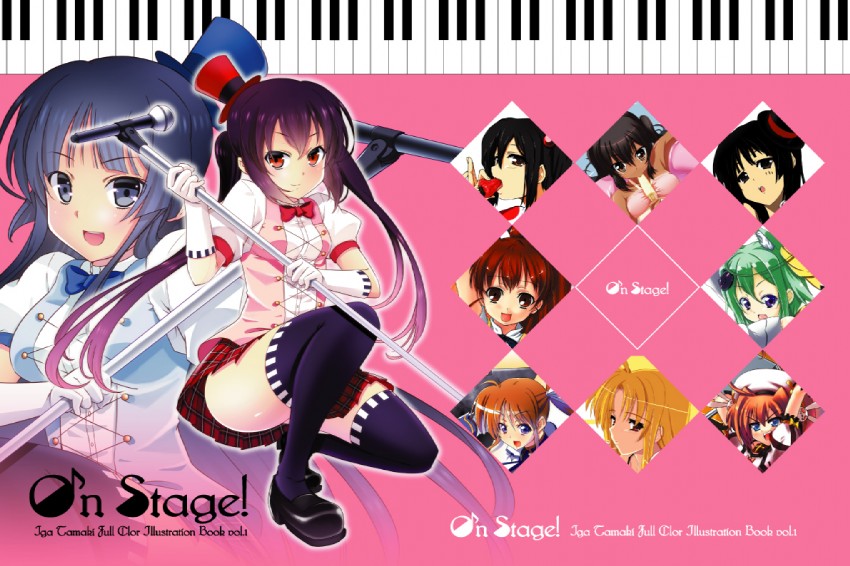 akiyama mio, fate testarossa, nakano azusa, takamachi nanoha, vita, and 1 more (original and 4 more) drawn by iga_tamaki