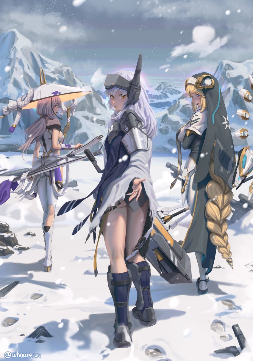 scarlet, snow white, and rapunzel (goddess of victory: nikke) drawn by whoareuu