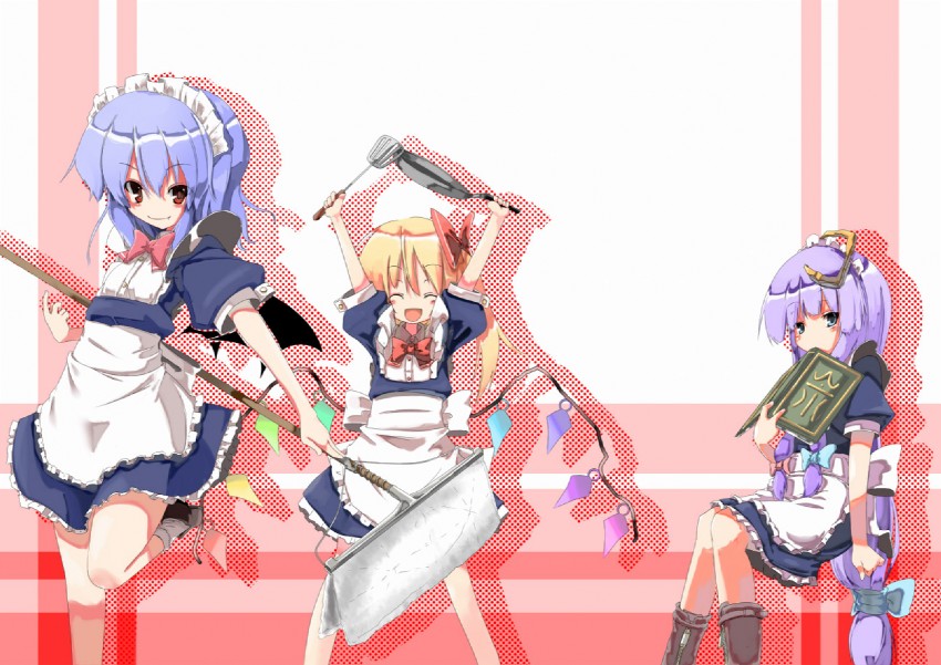 remilia scarlet, flandre scarlet, and patchouli knowledge (touhou) drawn by maiku
