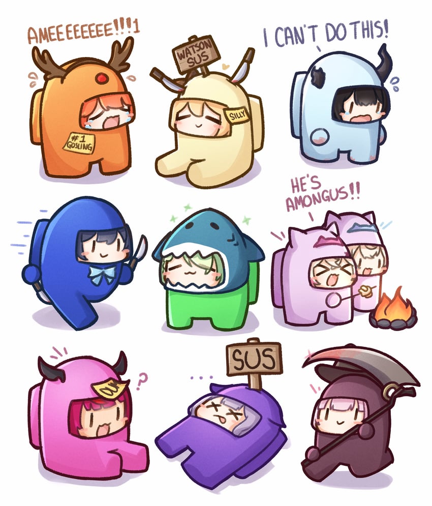 gawr gura, mori calliope, ouro kronii, takanashi kiara, watson amelia, and 16 more (hololive and 2 more) drawn by moon_ldl