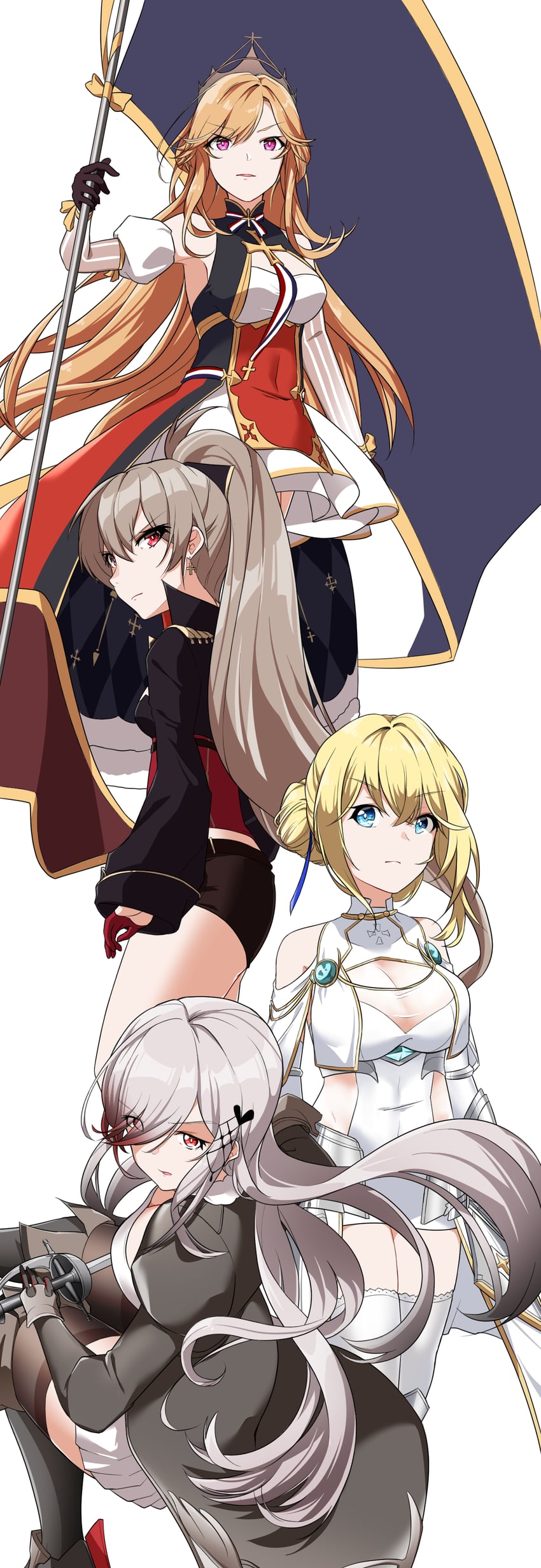 jean bart, richelieu, dunkerque, and jeanne d'arc (azur lane) drawn by winterfall_(artenh)