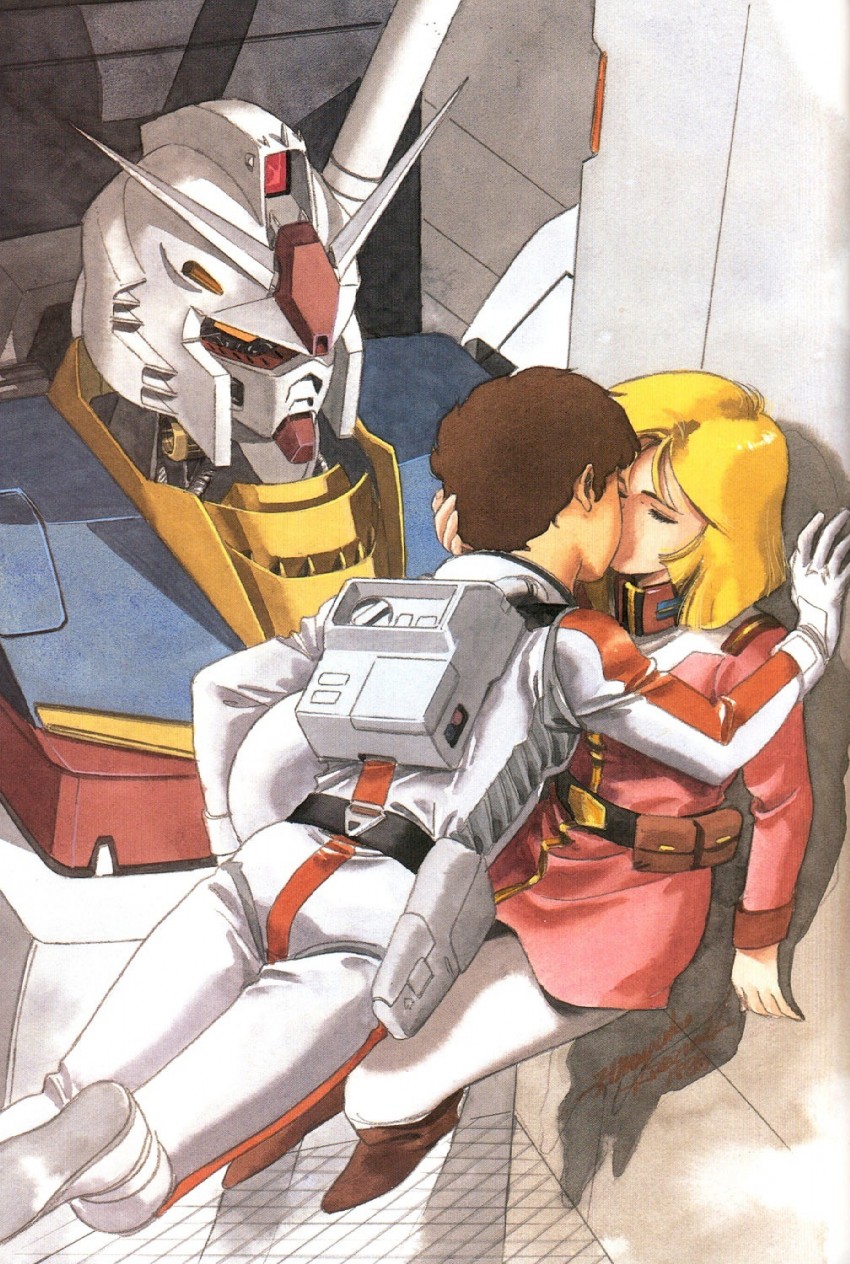 rx-78-2 gundam, amuro ray, and sayla mass (gundam and 1 more) drawn by kitazume_hiroyuki