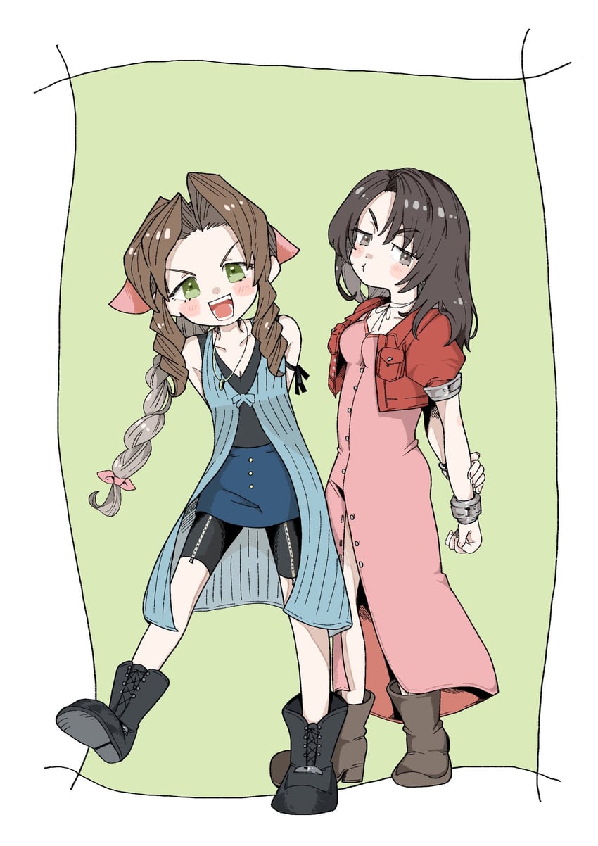 aerith gainsborough and rinoa heartilly (final fantasy and 2 more) drawn by souse_me