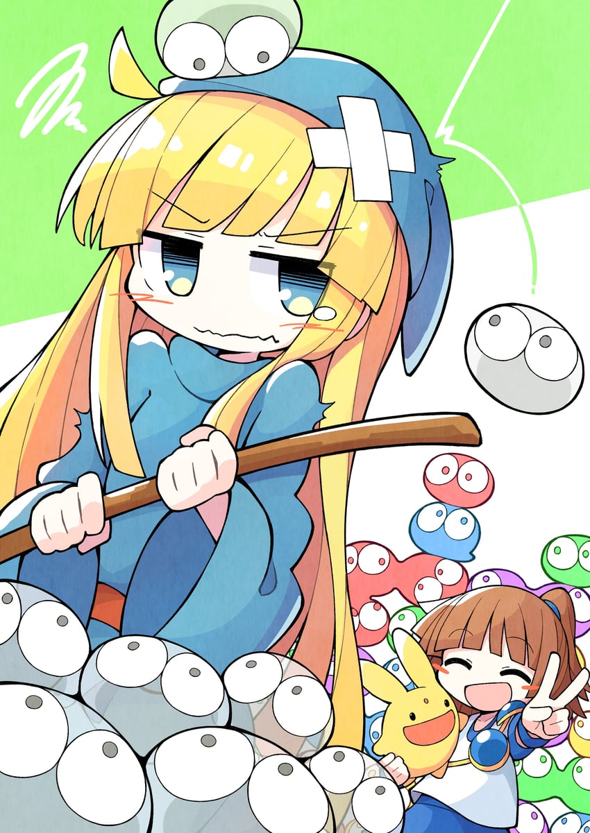 arle nadja, puyo, carbuncle, and witch (puyopuyo and 1 more) drawn by asameshi