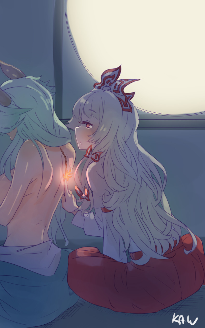fujiwara no mokou, kamishirasawa keine, and ex-keine (touhou) drawn by kaw194
