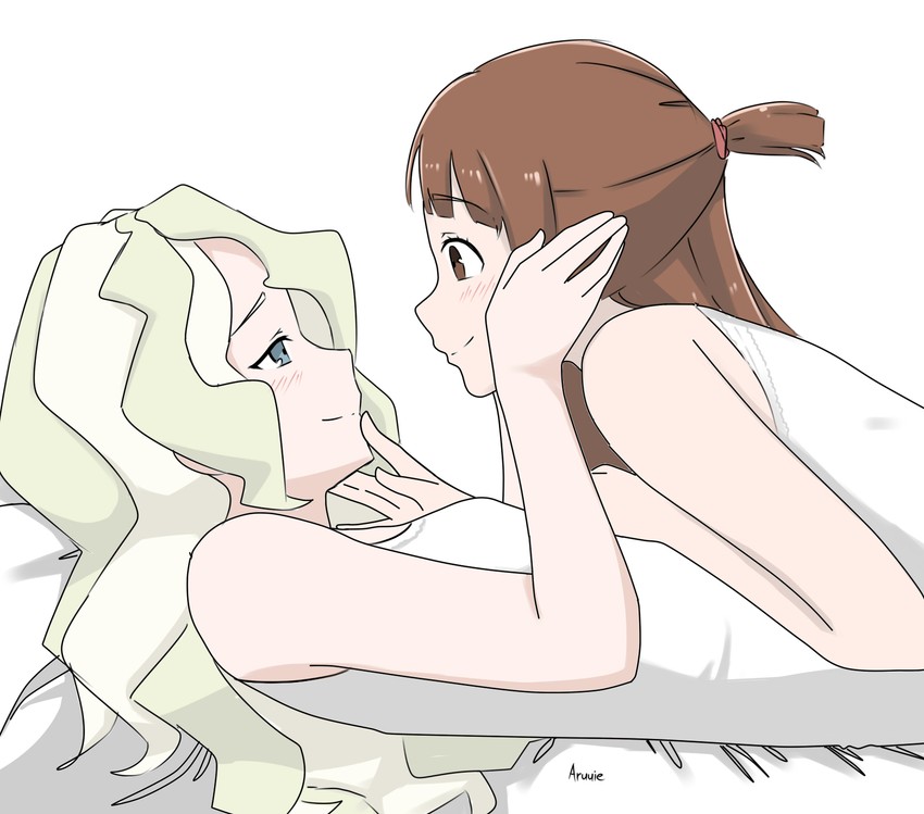 kagari atsuko and diana cavendish (little witch academia) drawn by aruuie