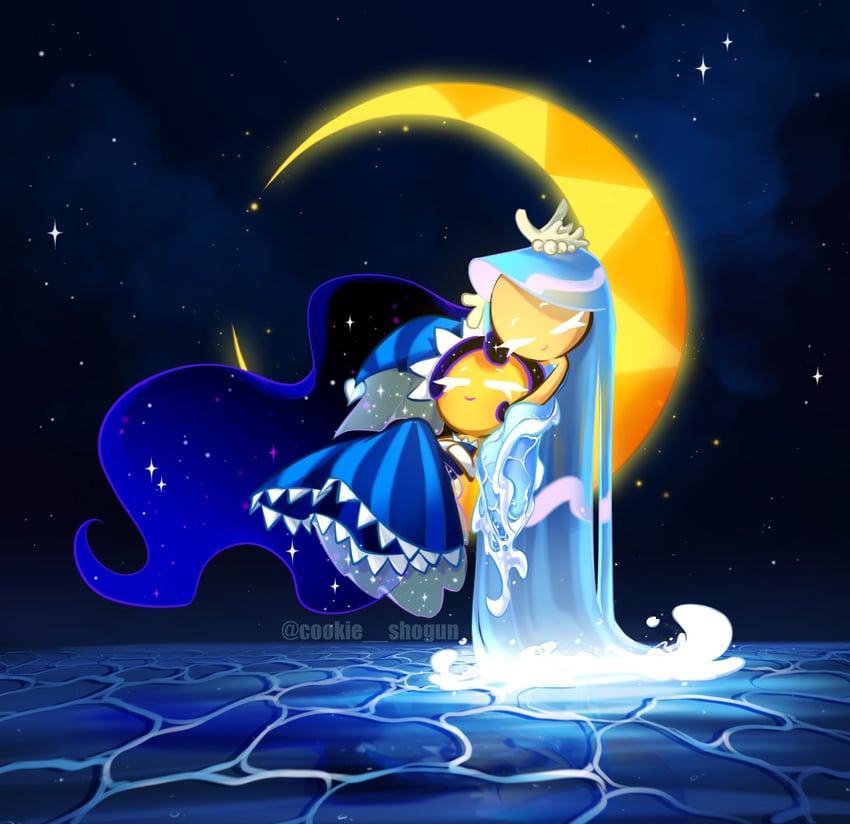 moonlight cookie and sea fairy cookie (cookie run) drawn by cookie_shogun