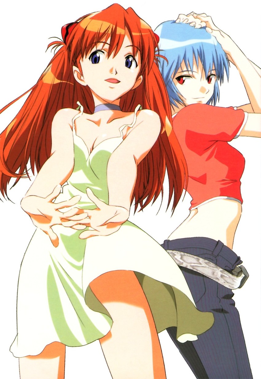 souryuu asuka langley and ayanami rei (neon genesis evangelion) drawn by tsurumaki_kazuya
