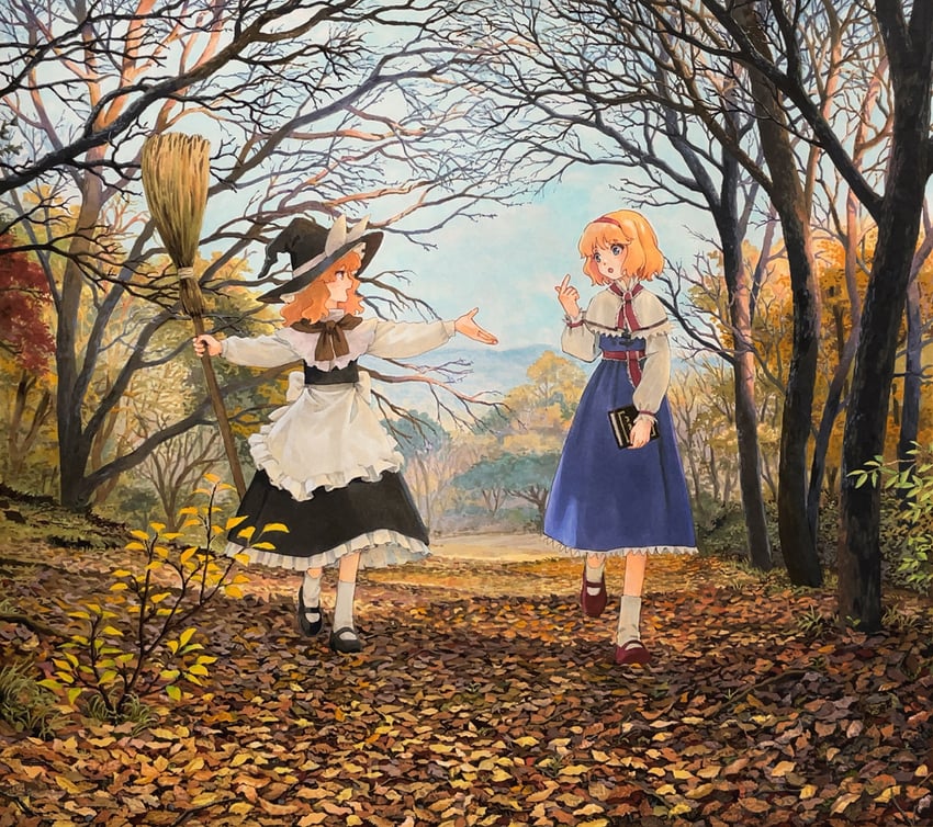 kirisame marisa and alice margatroid (touhou) drawn by shiratama_(hockey)