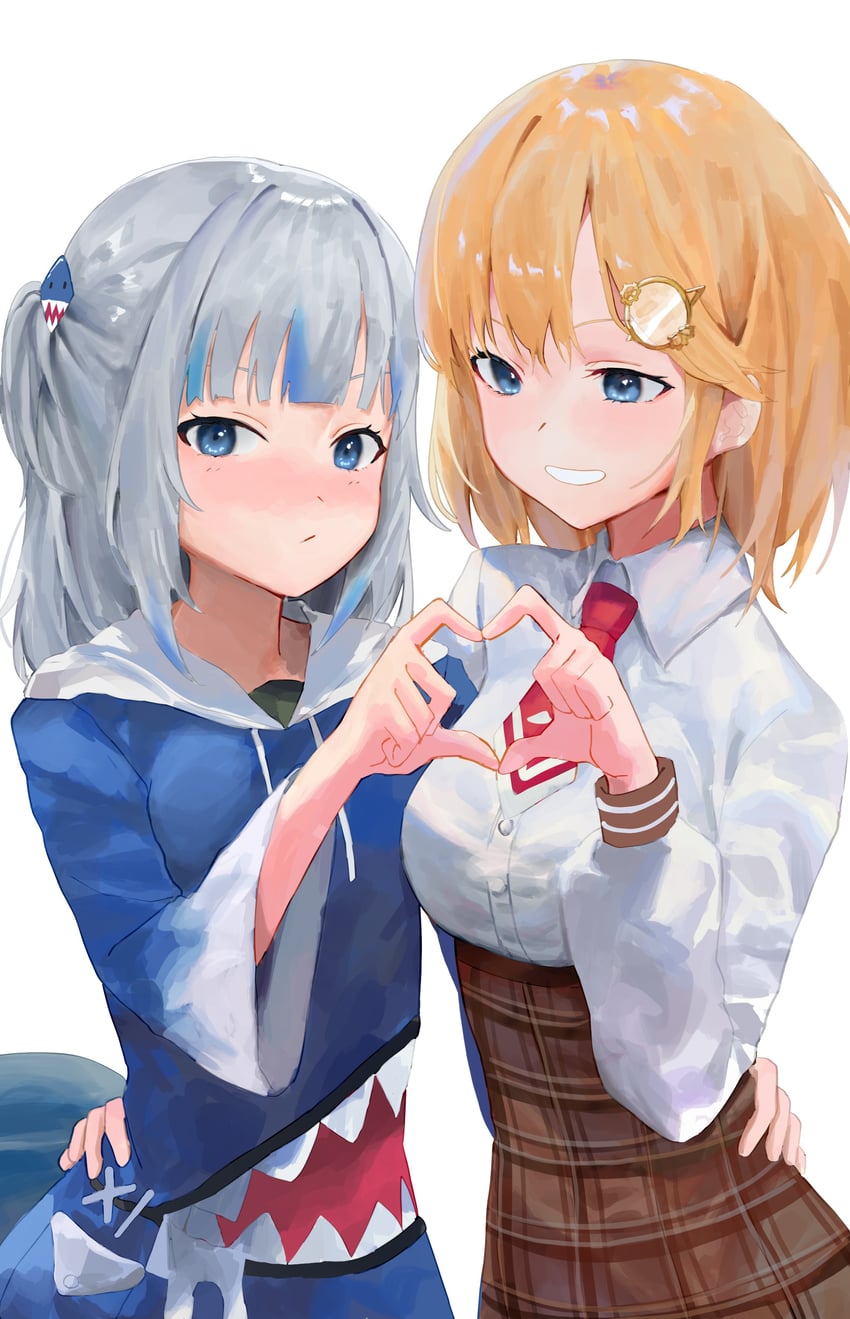 gawr gura and watson amelia (hololive and 1 more) drawn by kaze_22