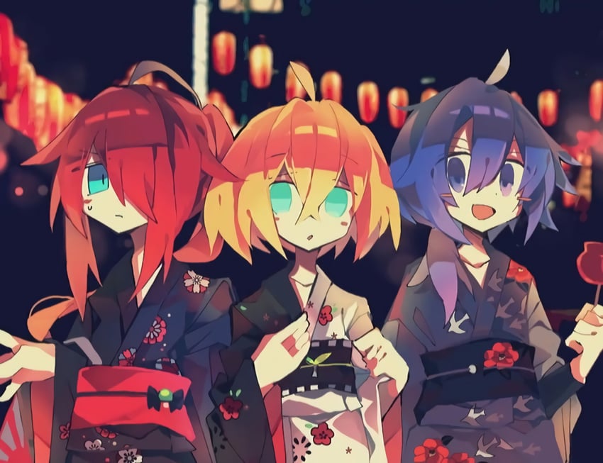 kotobuki towako, katsuragi ichika, and sugawara rin (hello hello world!) drawn by meto_(metrin)