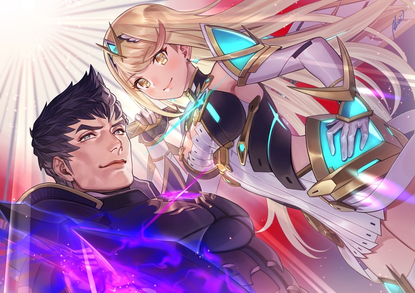 mythra and malos (xenoblade chronicles and 1 more) drawn by iroha_(akei0710)