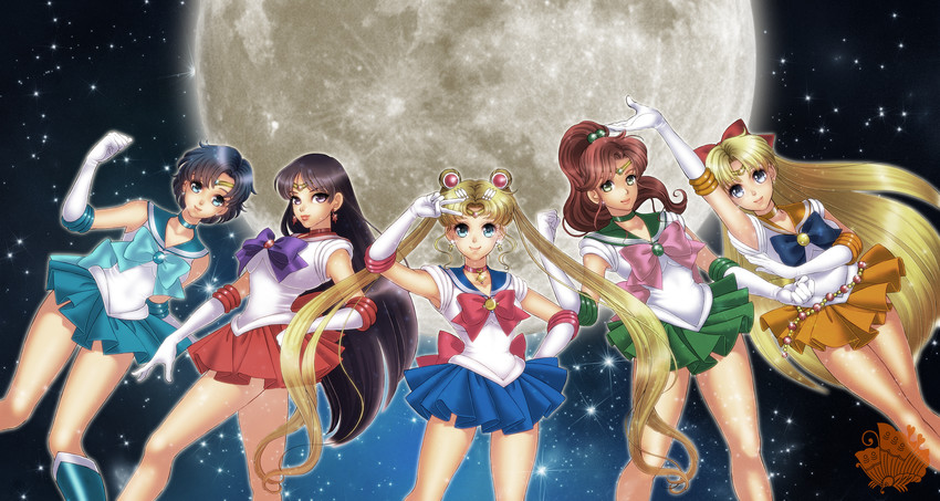 tsukino usagi, sailor moon, mizuno ami, aino minako, hino rei, and 5 more (bishoujo senshi sailor moon) drawn by xuexue_yue_hua