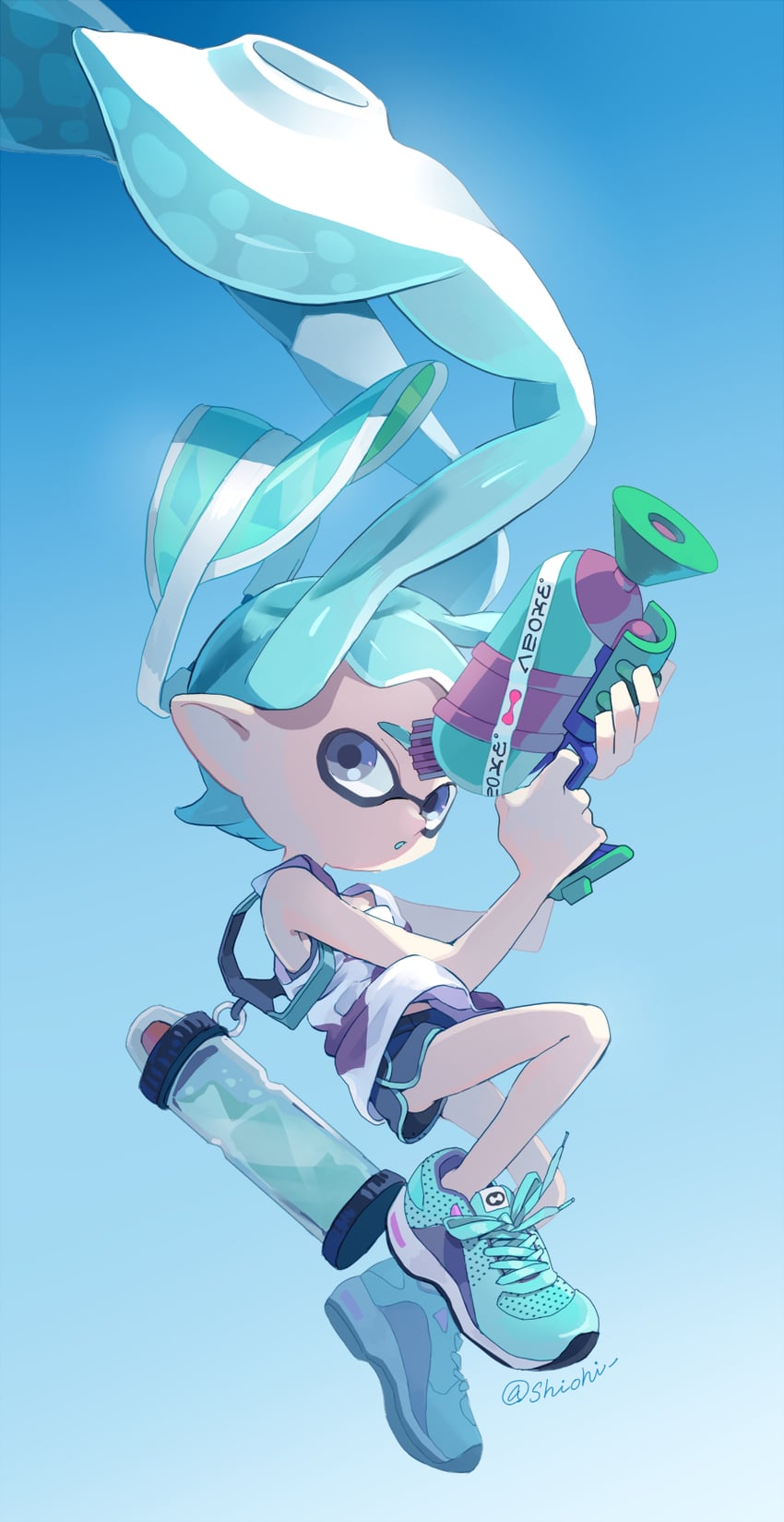 inkling player character and inkling girl (splatoon and 1 more) drawn by shiohi