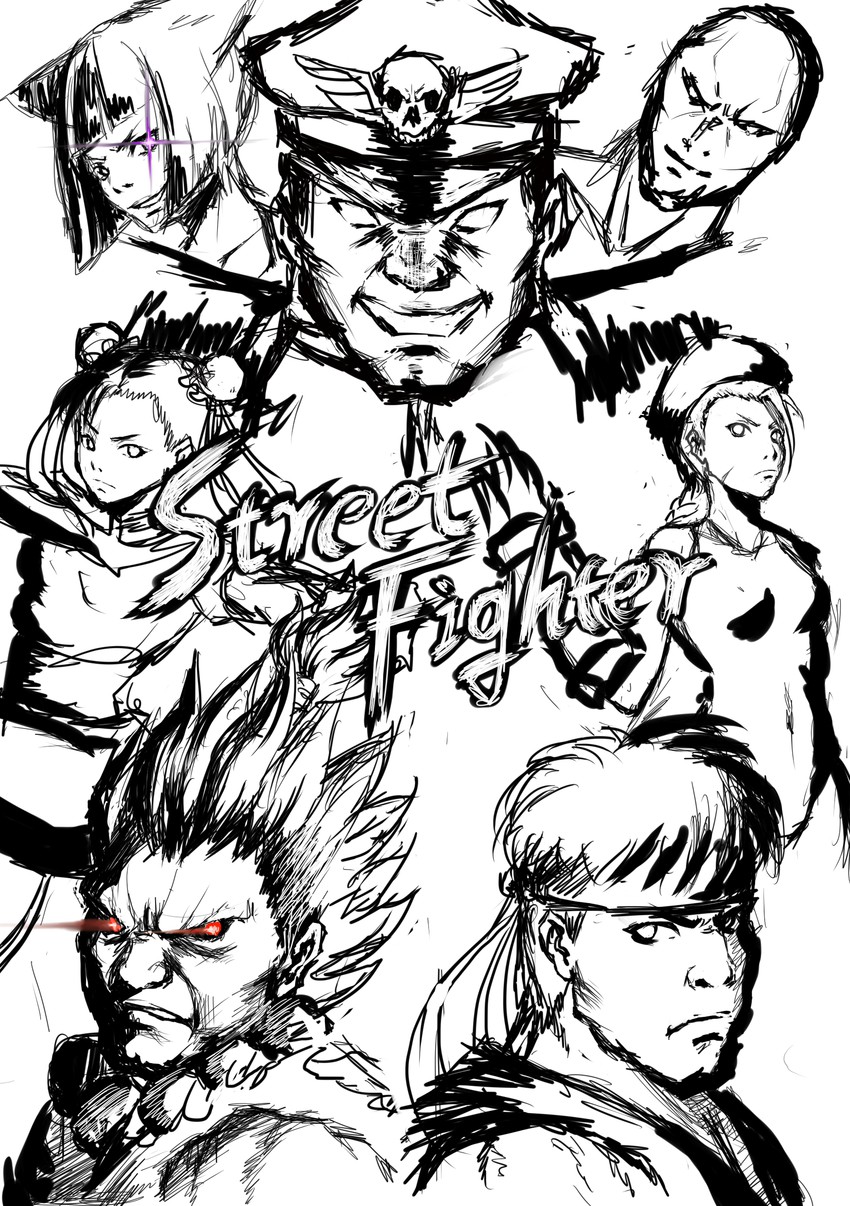 chun-li, cammy white, han juri, ryu, akuma, and 2 more (street fighter and 1 more) drawn by dan_dan_(artist)