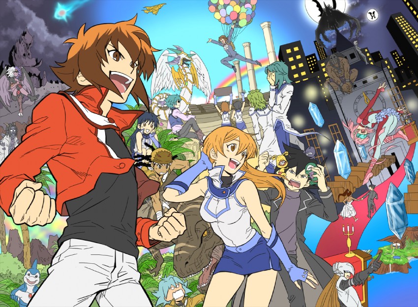 yuki judai, tenjouin asuka, manjoume jun, yubel, marufuji ryo, and 24 more (yu-gi-oh! and 1 more) drawn by bopborobop