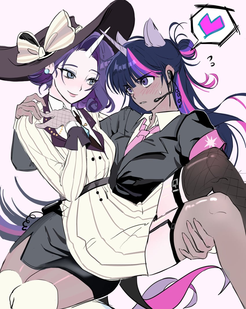 twilight sparkle and rarity (my little pony and 1 more) drawn by memoji_7672