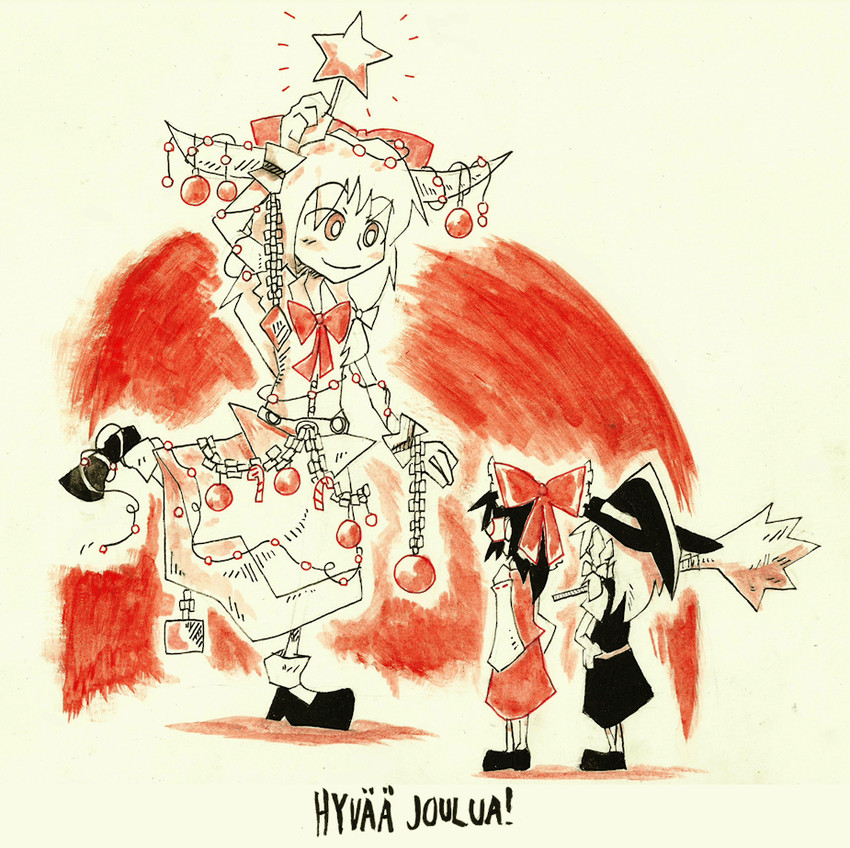 hakurei reimu, kirisame marisa, and ibuki suika (touhou) drawn by setz