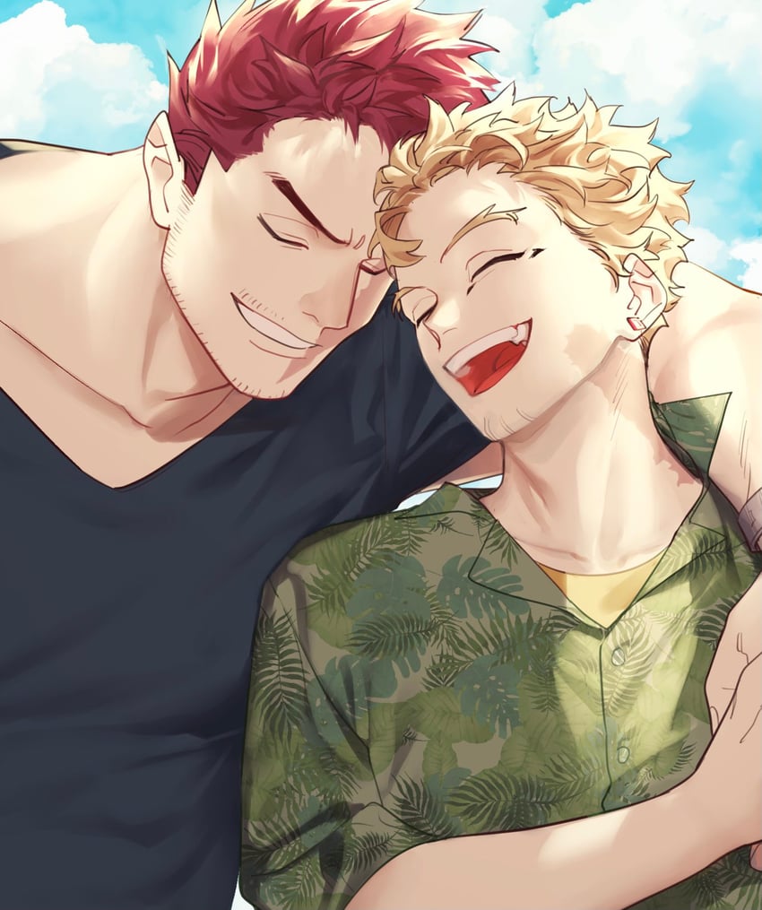 endeavor and hawks (boku no hero academia) drawn by pon52io