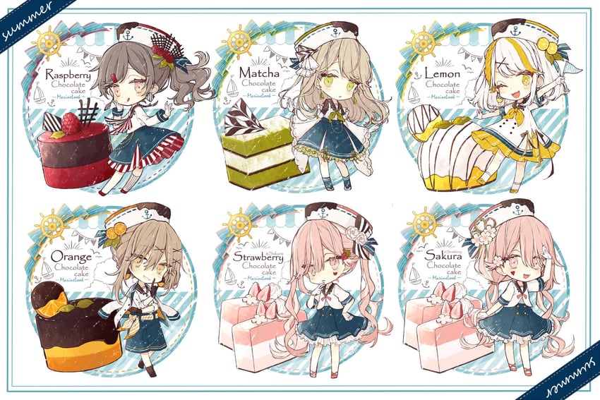 konogata yui, takarai tsurugi, kamiusagi rena, akasaki ryoko, sakurajima marika, and 1 more (chokokeki 6 shimai) drawn by akakura