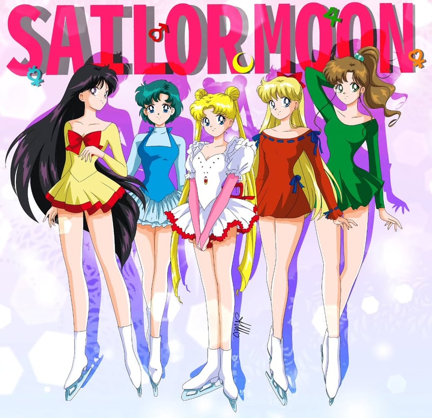 tsukino usagi, mizuno ami, aino minako, hino rei, and kino makoto (bishoujo senshi sailor moon) drawn by anello81