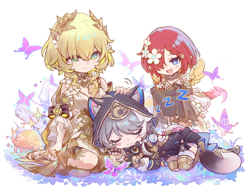 aglaea, cipher, and trianne (honkai and 1 more) drawn by csyday