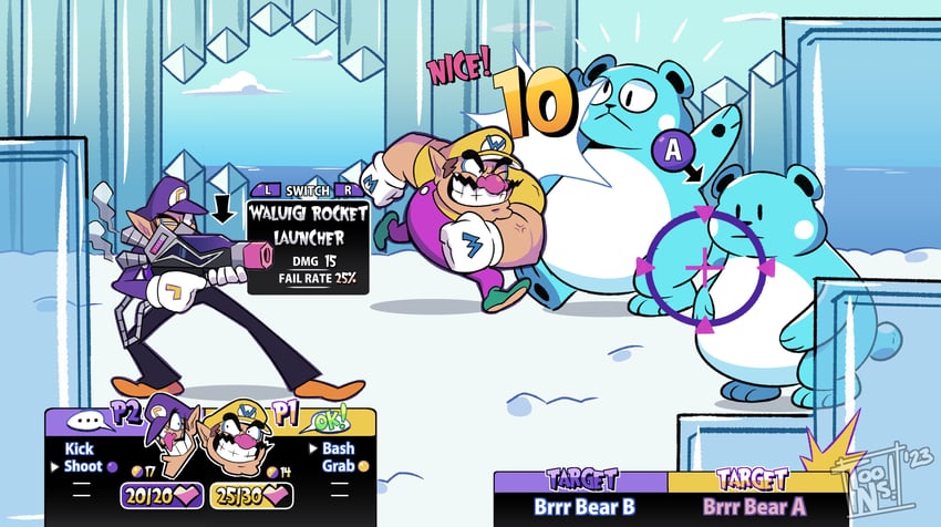 wario, waluigi, and brrr bear (mario and 4 more) drawn by datoonie